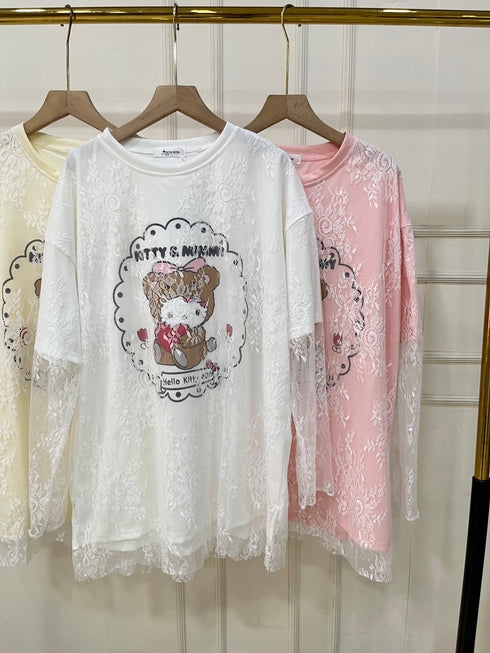 Women High Fashion Lacey Oversize T-Shirts
